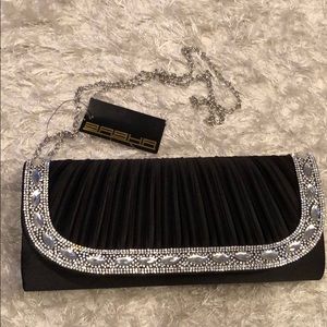 Black clutch with crystals